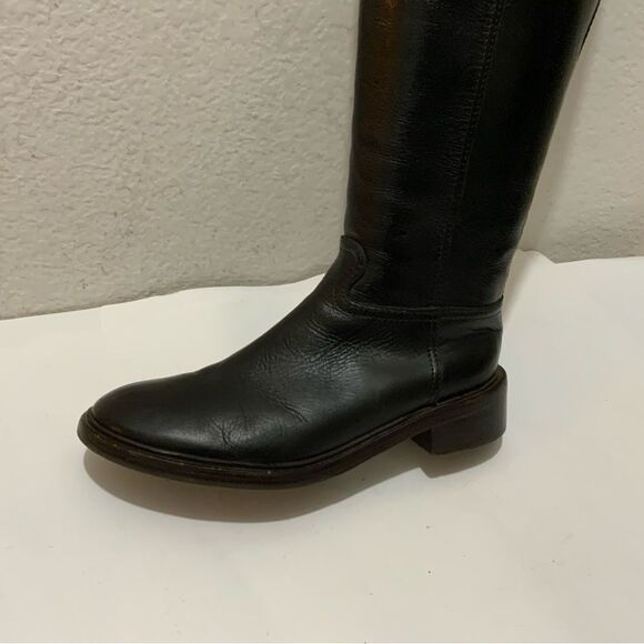 Tory Burch Lowell 2 Logo Brown  Leather Knee High Riding Boot 7 M Excellent - Picture 3 of 15